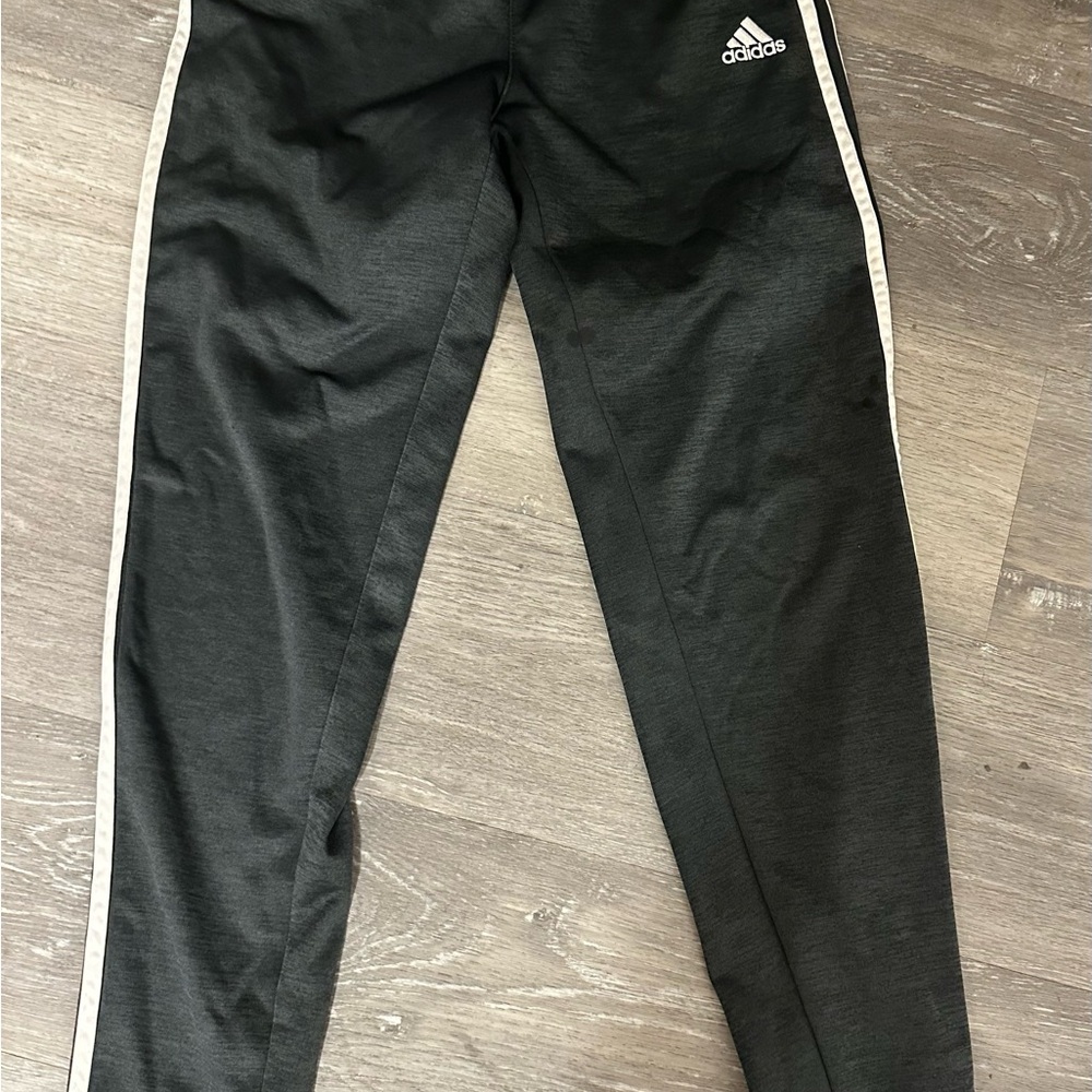 Adidas Kids Black Joggers with White Stripes